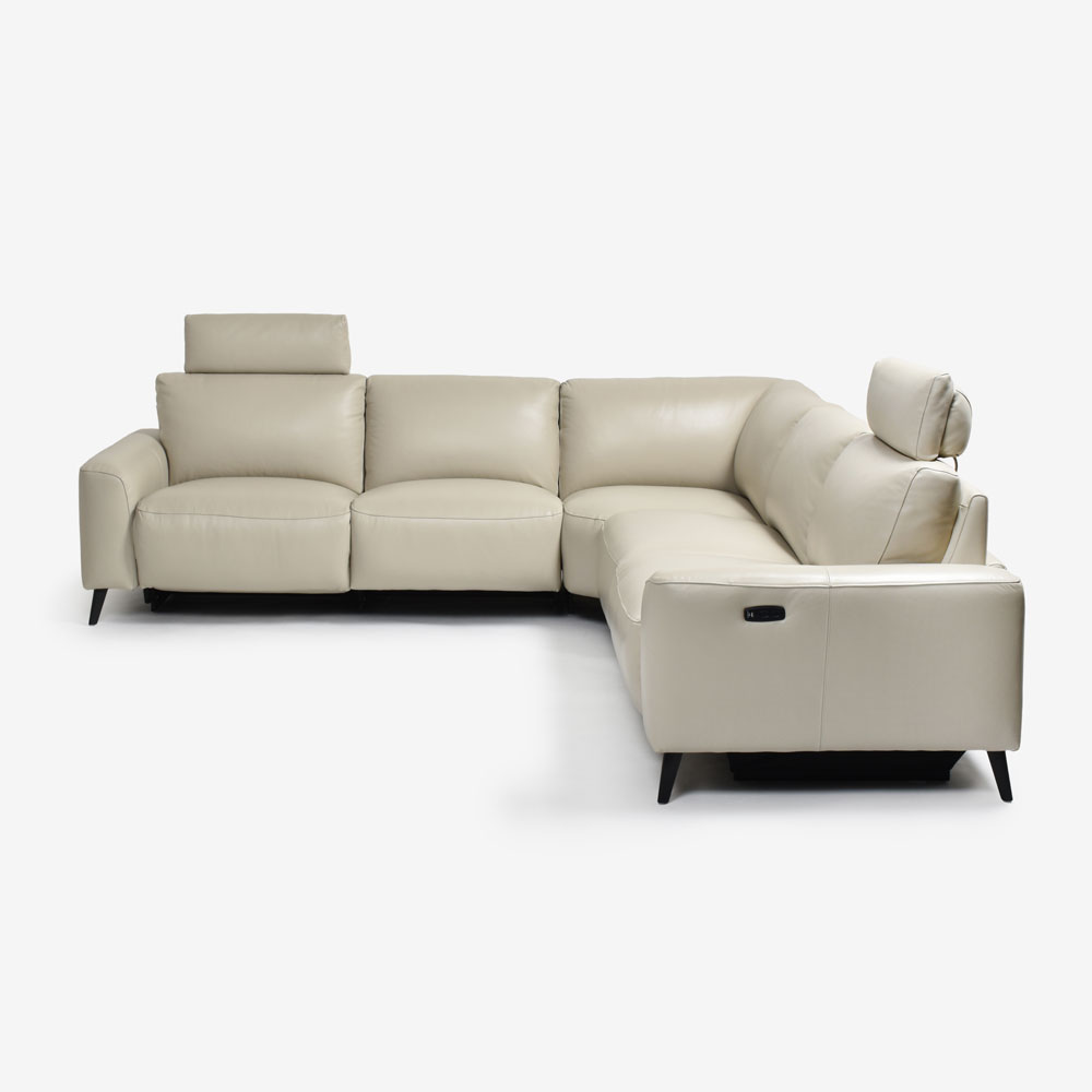 電動リクライニングコーナーソファ3点セット「L/S Motion 77（エルエスモーション77）」幅275cm 革#J/S-041E オイスターグレー色