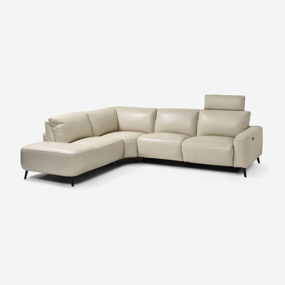 電動リクライニングコーナーソファ3点セット 向かって左カウチ「L/S Motion 77（エルエスモーション77）」幅275cm 革#J/S-041E オイスターグレー色