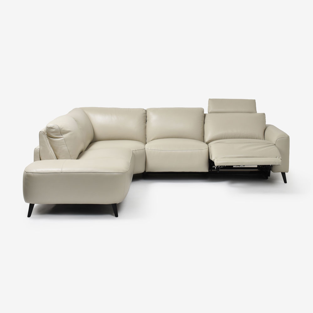 電動リクライニングコーナーソファ3点セット 向かって左カウチ「L/S Motion 77（エルエスモーション77）」幅275cm 革#J/S-041E オイスターグレー色
