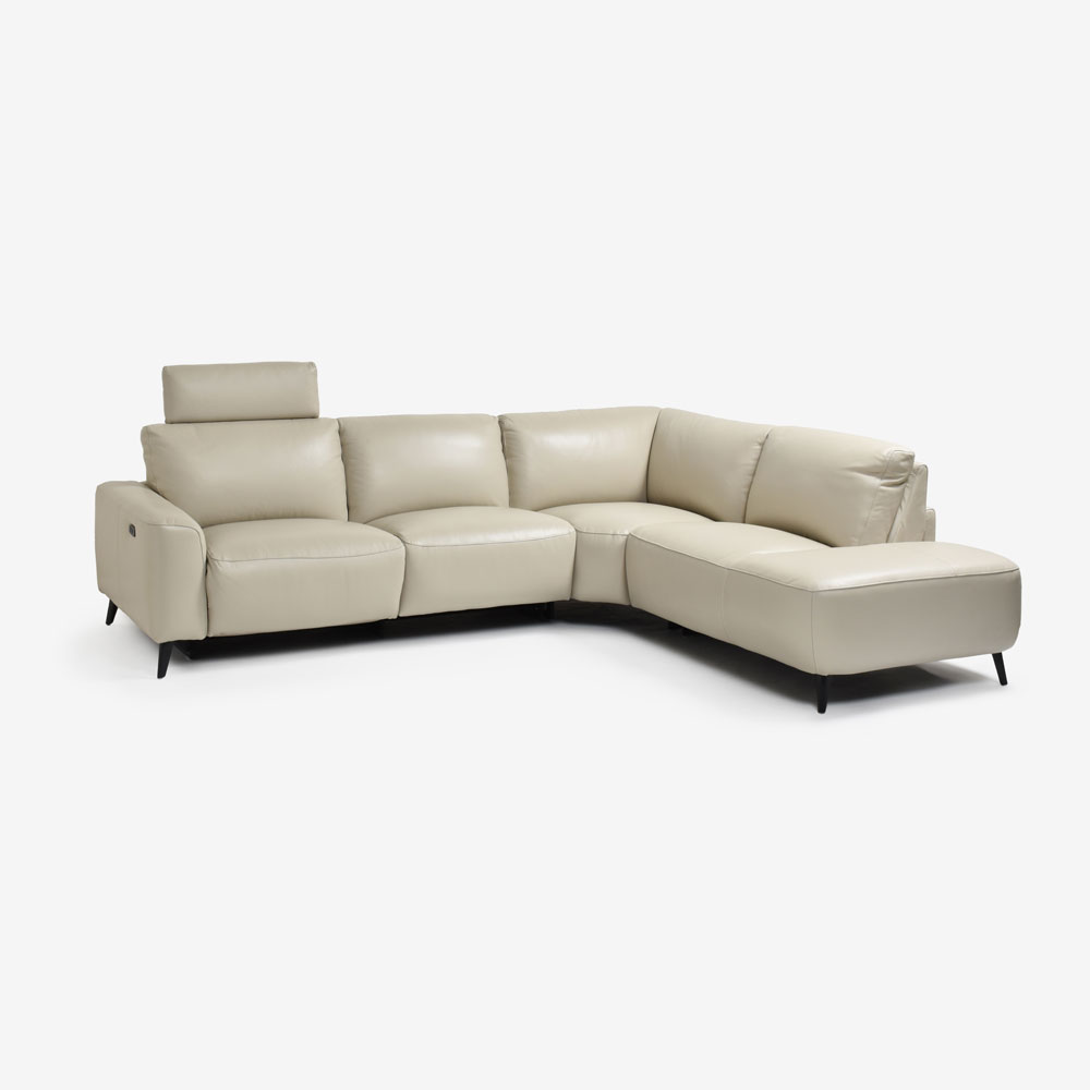 電動リクライニングコーナーソファ3点セット 向かって右カウチ「L/S Motion 77（エルエスモーション77）」幅275cm 革#J/S-041E オイスターグレー色