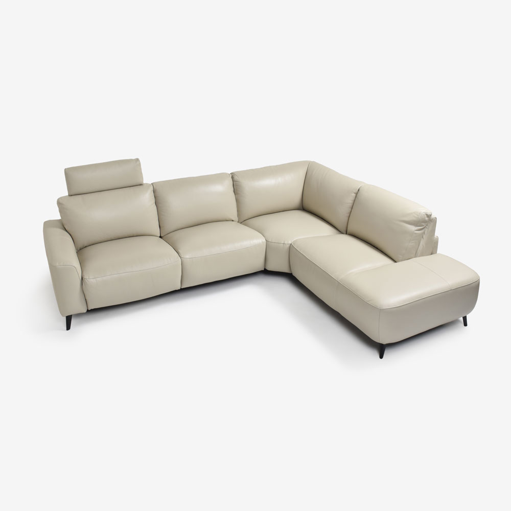 電動リクライニングコーナーソファ3点セット 向かって右カウチ「L/S Motion 77（エルエスモーション77）」幅275cm 革#J/S-041E オイスターグレー色