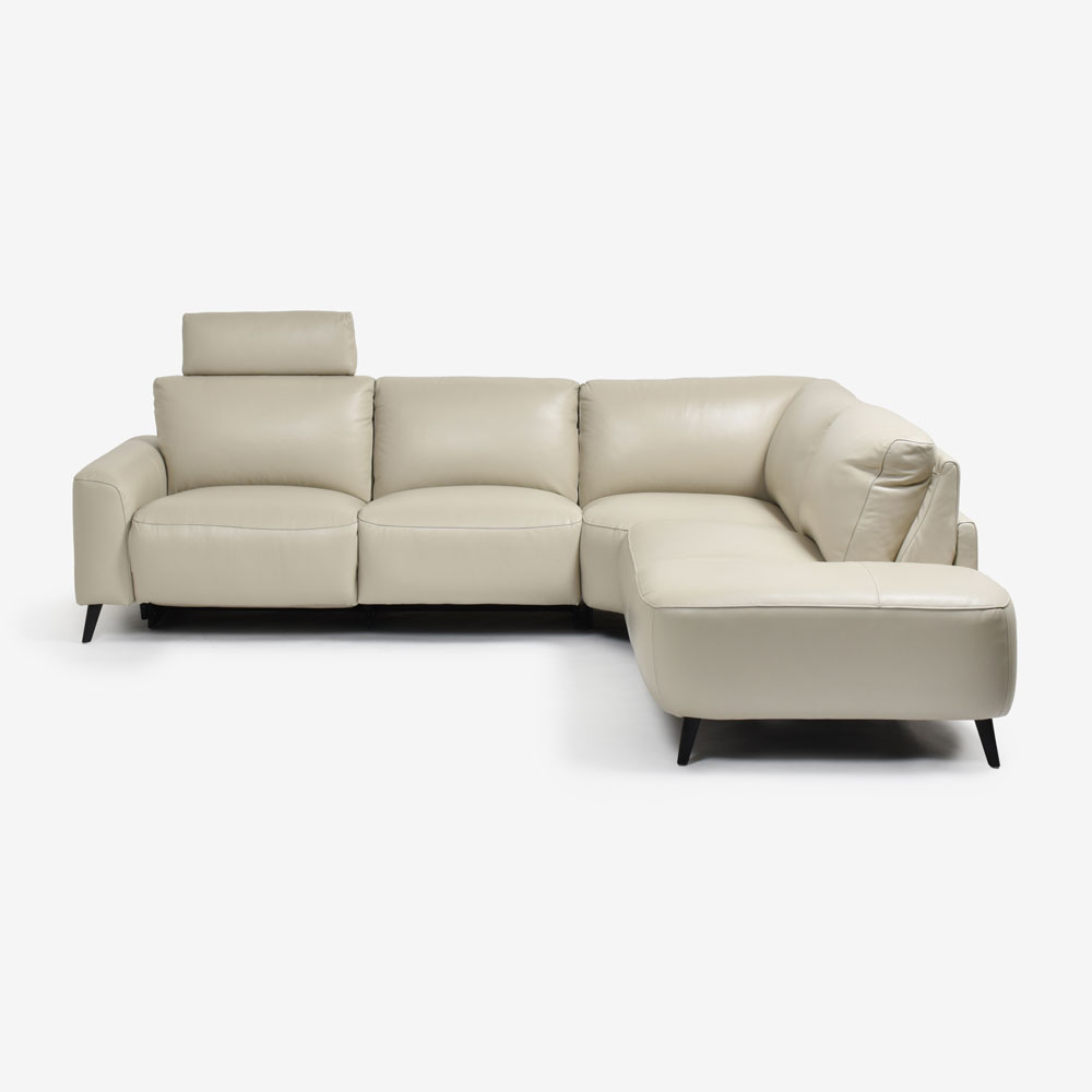 電動リクライニングコーナーソファ3点セット 向かって右カウチ「L/S Motion 77（エルエスモーション77）」幅275cm 革#J/S-041E オイスターグレー色