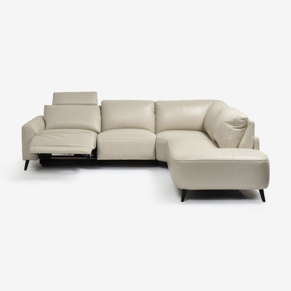 電動リクライニングコーナーソファ3点セット 向かって右カウチ「L/S Motion 77（エルエスモーション77）」幅275cm 革#J/S-041E オイスターグレー色