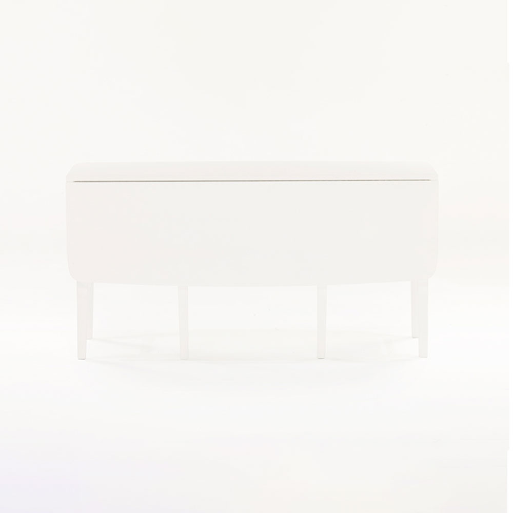 秋田木工 伸長式ダイニングテーブル「ティアラ」幅140cm ホワイト色 片側バタフライ式