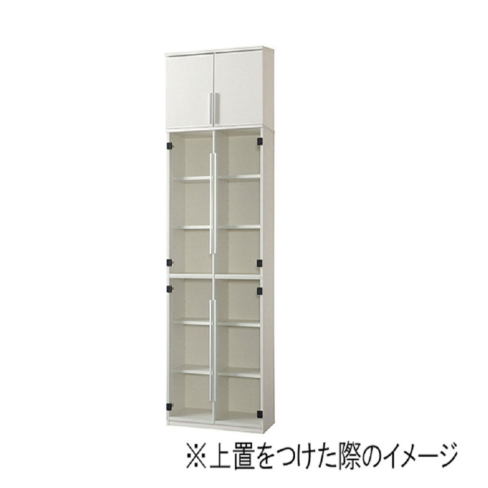 小島工芸　書棚「Com-1 C1B-80H」幅80.3cm ガラス扉 ウッディホワイト色