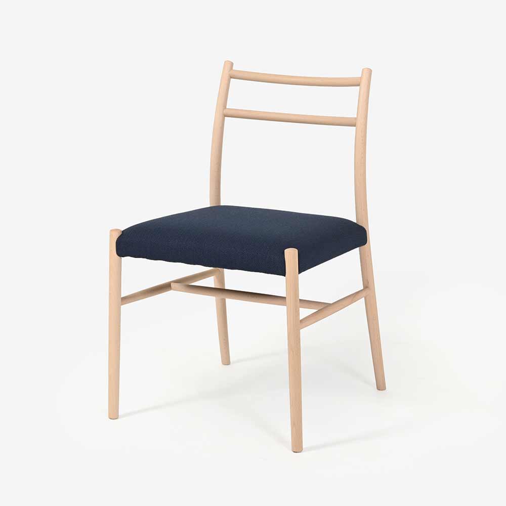 秋田木工 ダイニングチェア「ルフト」ブナ材白木塗装 張地 布#スチールカットトリオ0796【2脚セット】【セール対象品のため10%OFF】