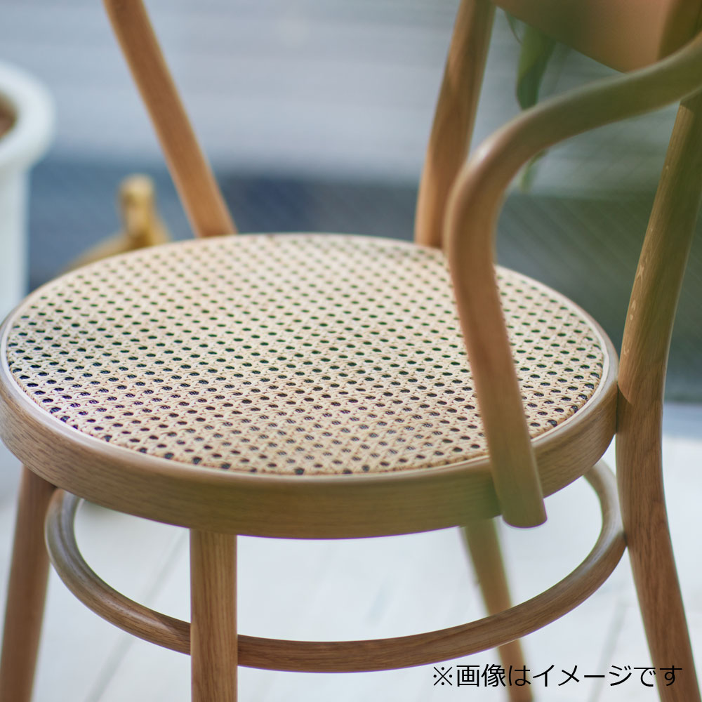 秋田木工 ダイニングチェア（肘付き）「AC-1」ナラ材ホワイトオーク色（艶消し）座面 籐張り 背もたれ 革ライトブラウン色【受注生産品】【2脚セット】【セール対象品のため10%OFF】