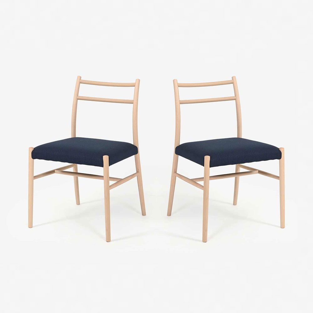 秋田木工 ダイニングチェア「ルフト」ブナ材白木塗装 張地 布#スチールカットトリオ0796【2脚セット】【セール対象品のため10%OFF】