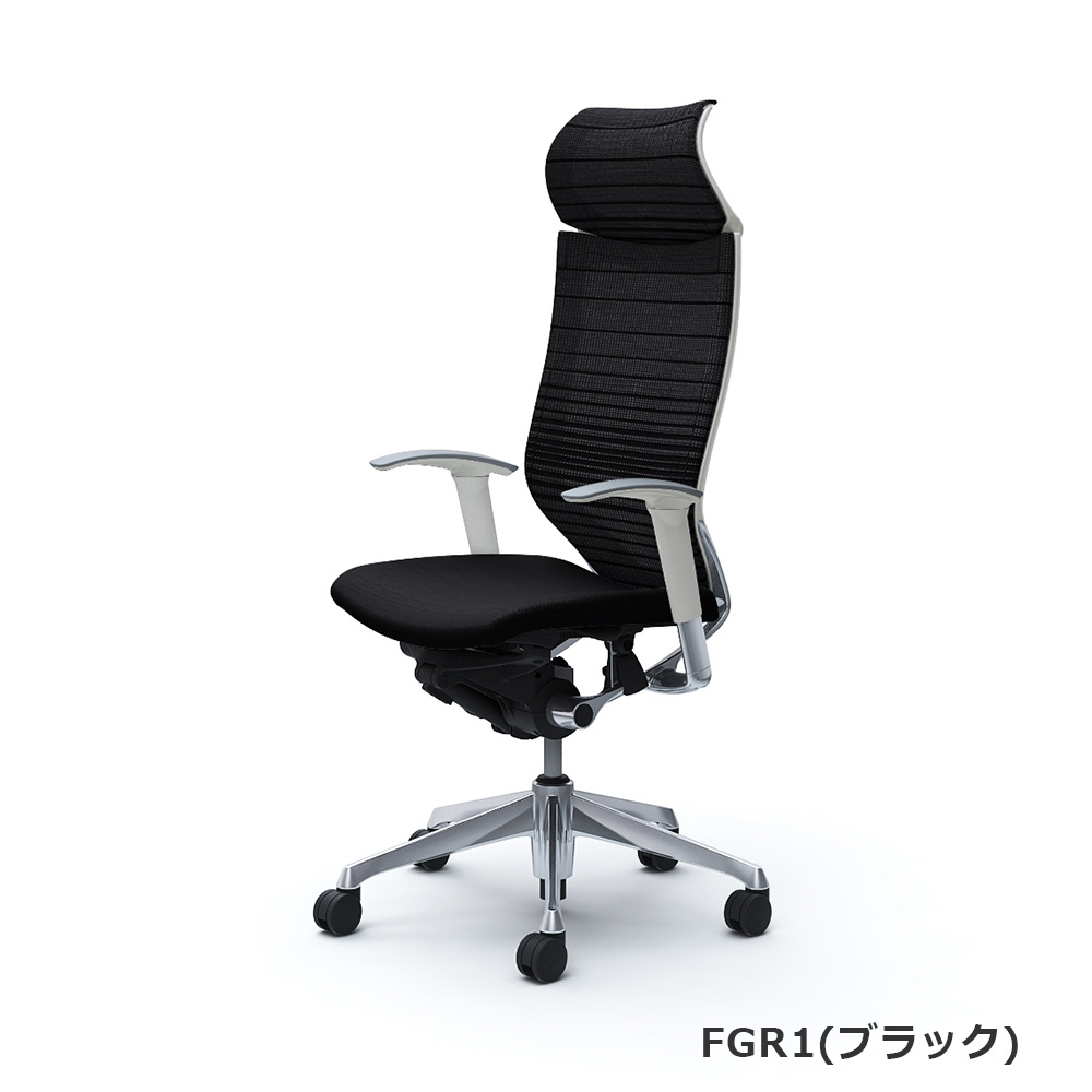 「バロンチェア CP87BW-FGR」エクストラハイバック 固定ヘッドレスト 座面/クッション 背/グラデーションサポートメッシュ フレーム/ポリッシュ ボディーカラー/ホワイト アジャストアーム 張地全6色【受注生産品】okamura(オカムラ)