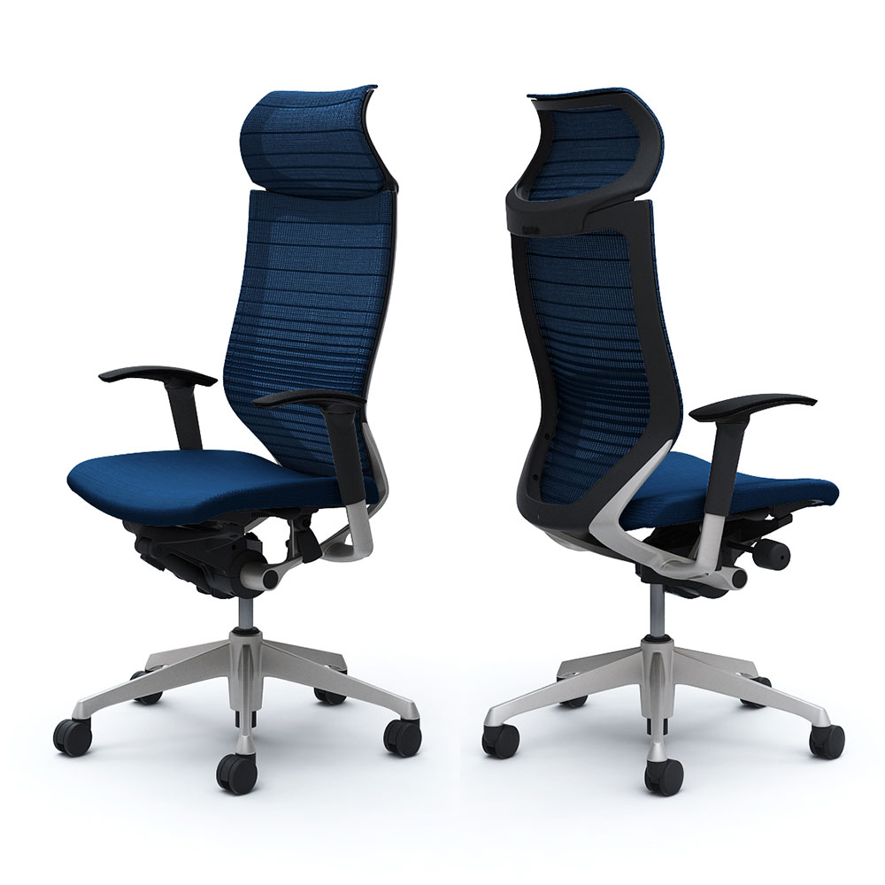 「バロンチェア CP87DR-FGR」エクストラハイバック 固定ヘッドレスト 座面/クッション 背/グラデーションサポートメッシュ フレーム/シルバー ボディーカラー/ブラック アジャストアーム 張地全6色【受注生産品】okamura(オカムラ)