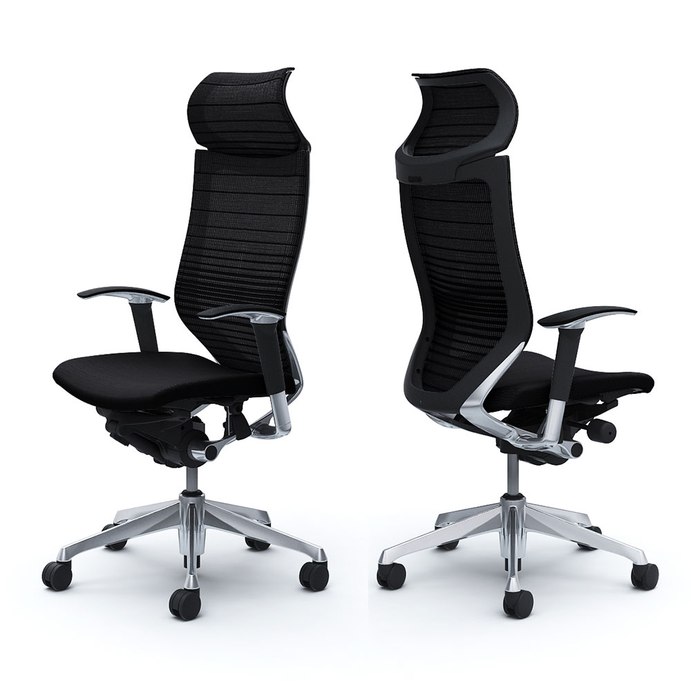「バロンチェア CP87BR-FGR」エクストラハイバック 固定ヘッドレスト 座面/クッション 背/グラデーションサポートメッシュ フレーム/ポリッシュ ボディーカラー/ブラック アジャストアーム 張地全6色【受注生産品】okamura(オカムラ)
