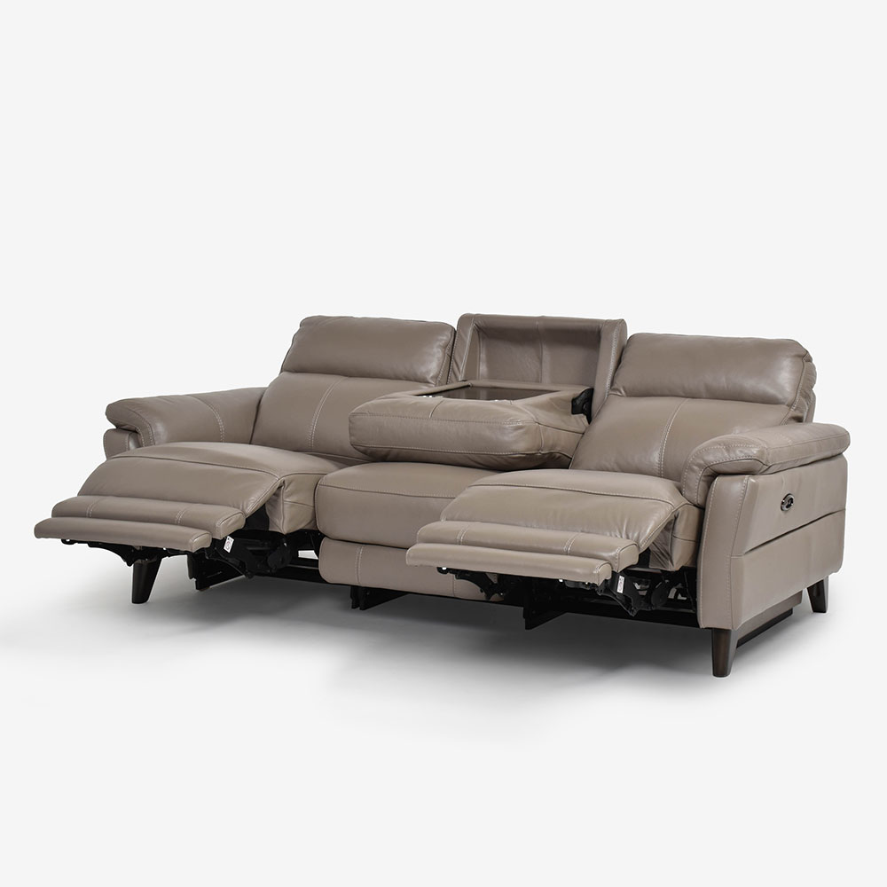 電動リクライニングソファ テーブル付き 3人掛け 幅215cm「L/S Motion 65（エルエスモーション65）」革#J/S-232E グラナイト色【期間限定セール・10%OFF】