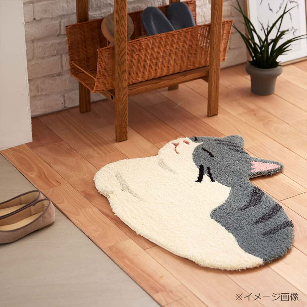 ラグ「コウバコスワリ」サバトラ 70ｘ60cm