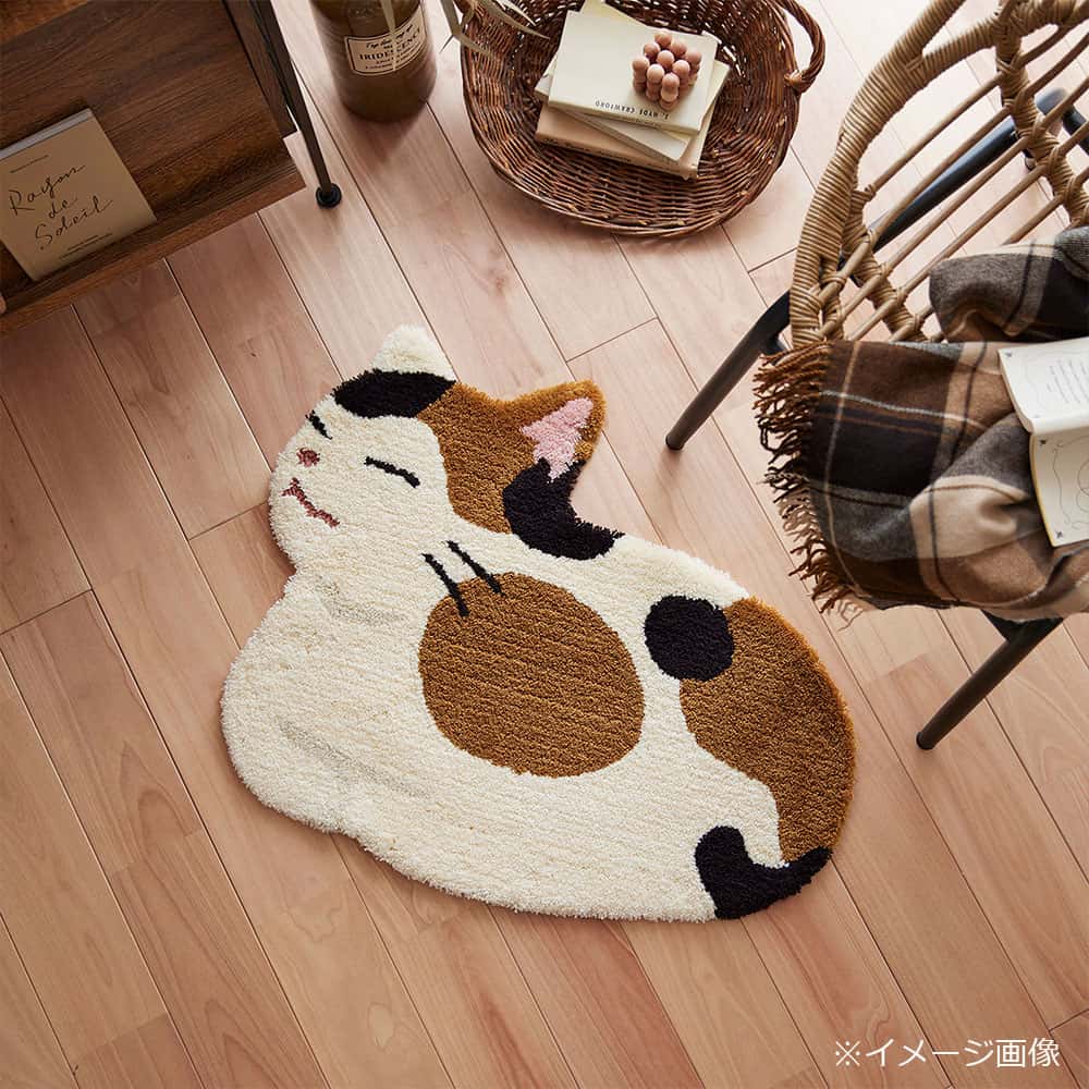 ラグ「コウバコスワリ」ミケ 70ｘ60cm