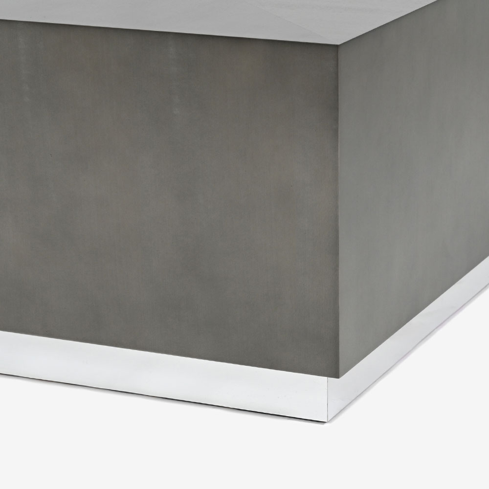 センターテーブル「デコレ2」バスウッド材シルバーブラック色 艶消し 正方形 幅100cm【受注生産品】