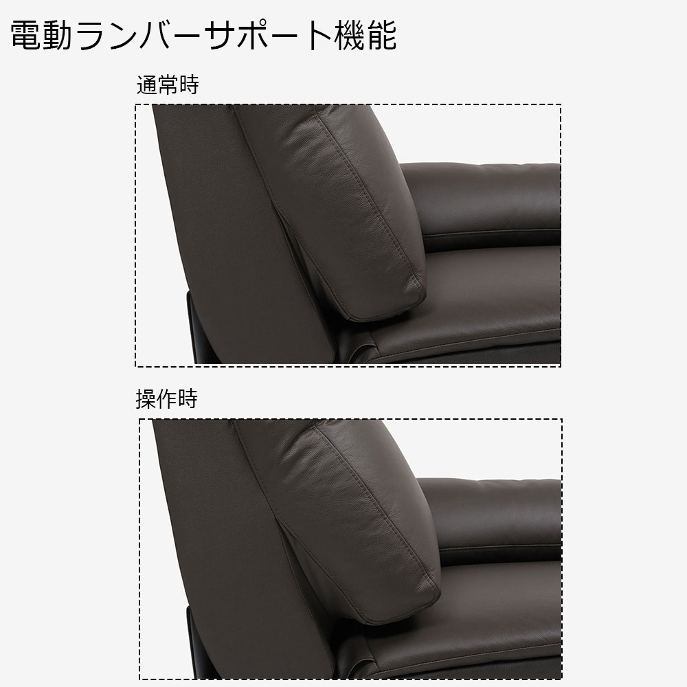 電動リクライニングワイドラブソファ 2人掛け「パストゥール 3モーター」幅171cm 半革張り#OM448ダークブラウン【期間限定セール・10%OFF】