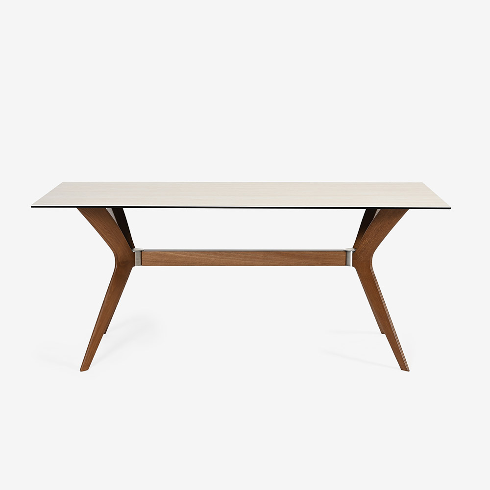 Calligaris（カリガリス）ダイニングテーブル「Tokyo CS18-FR」幅160cm 天板セラミックガラス P32Cホワイトトラバーチン色/脚部ビーチ材 P201WALNUT