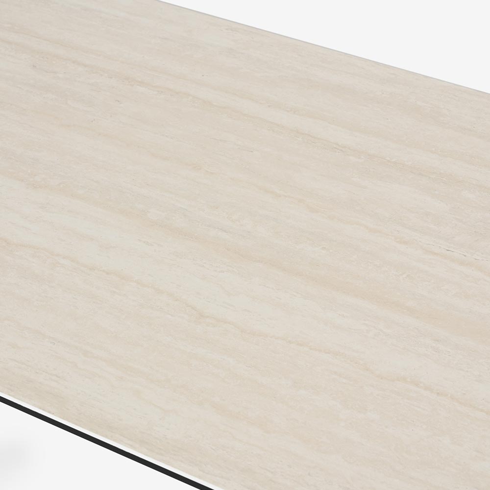 Calligaris（カリガリス）ダイニングテーブル「Tokyo CS18-FR」幅160cm 天板セラミックガラス P32Cホワイトトラバーチン色/脚部ビーチ材 P201WALNUT