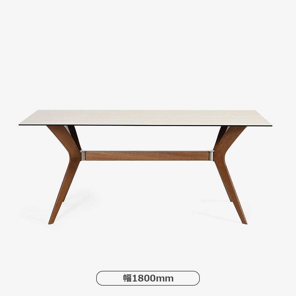Calligaris（カリガリス）ダイニングテーブル「Tokyo CS18-FR」幅160cm 天板セラミックガラス P32Cホワイトトラバーチン色/脚部ビーチ材 P201WALNUT