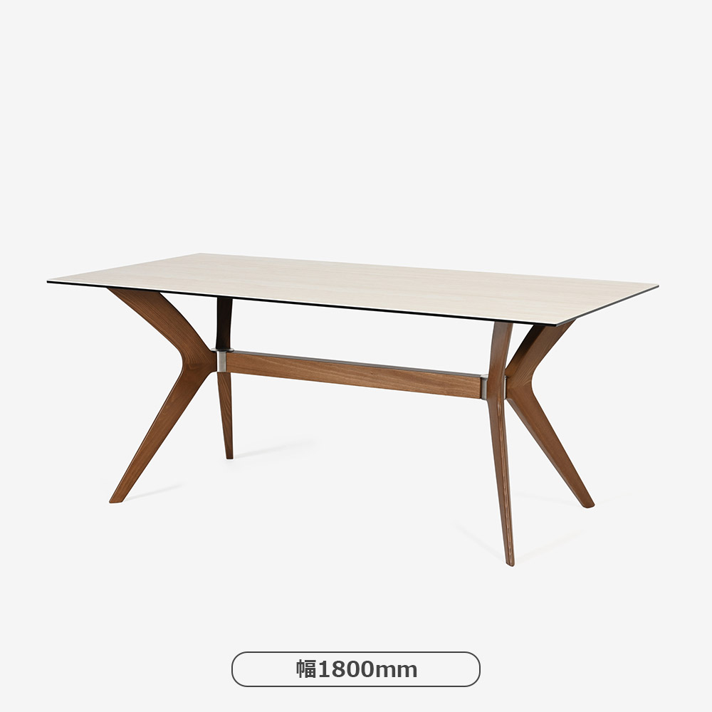 Calligaris（カリガリス）ダイニングテーブル「Tokyo CS18-FR」幅160cm 天板セラミックガラス P32Cホワイトトラバーチン色/脚部ビーチ材 P201WALNUT