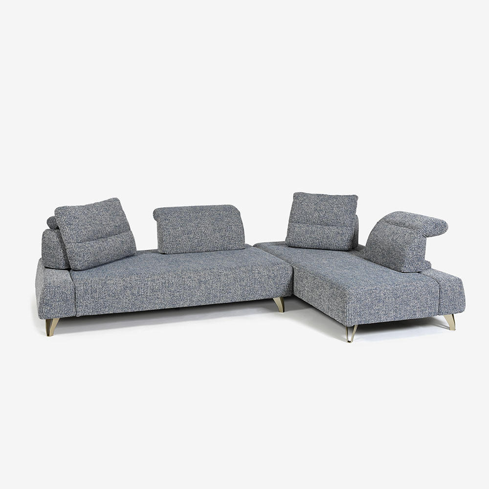 コーナーソファ8点セット「ミラージュNM/SD」 ソファベース向って左肘 シェーズロング向かって右肘 カバーリング仕様 張地#布B MNR81 ブルー色 金属脚【受注生産品】【お手入れキットの特典付き】