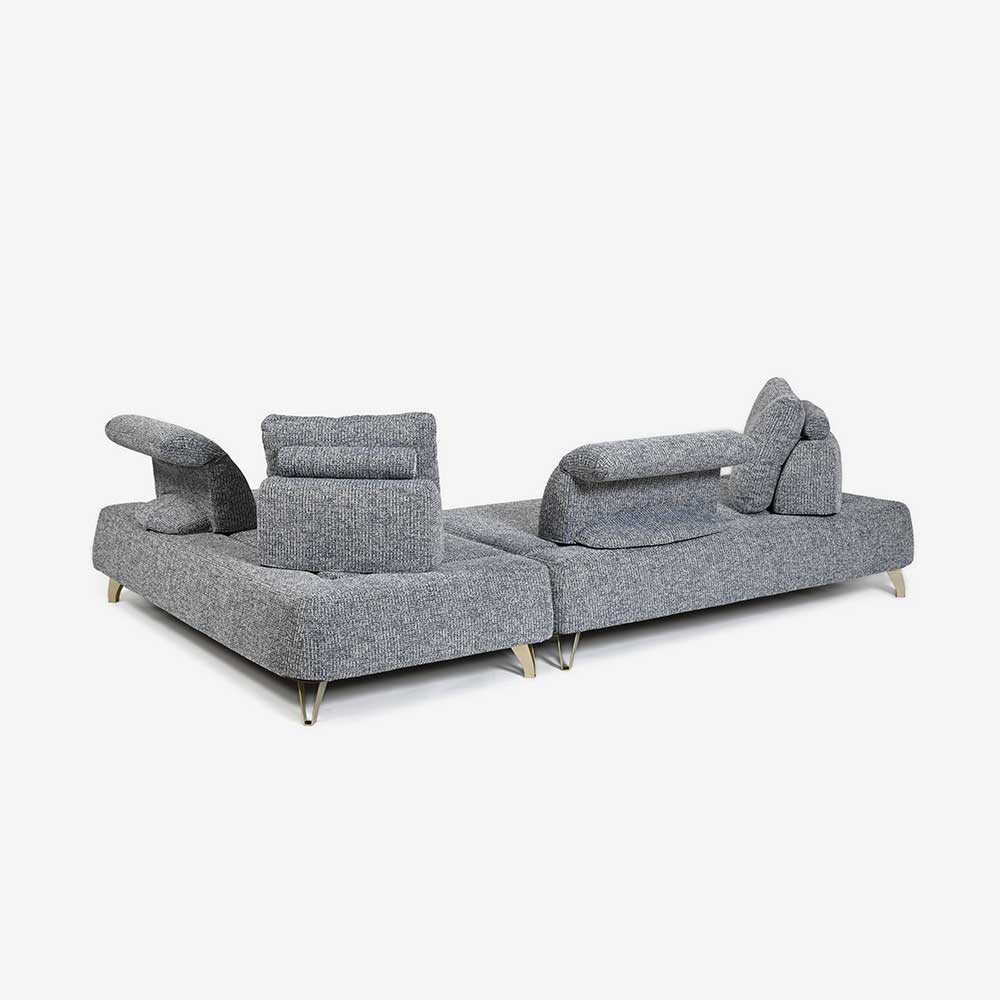 コーナーソファ8点セット「ミラージュNM/SD」 ソファベース向って左肘 シェーズロング向かって右肘 カバーリング仕様 張地#布B MNR81 ブルー色 金属脚【受注生産品】【お手入れキットの特典付き】