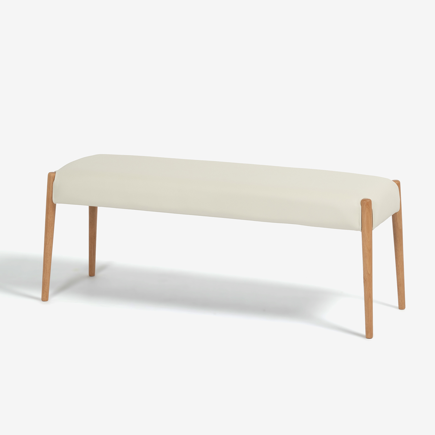 ベンチ「ユノ3A」幅110cm ホワイトオーク色　座面PVCアイボリー　布カバー全9色