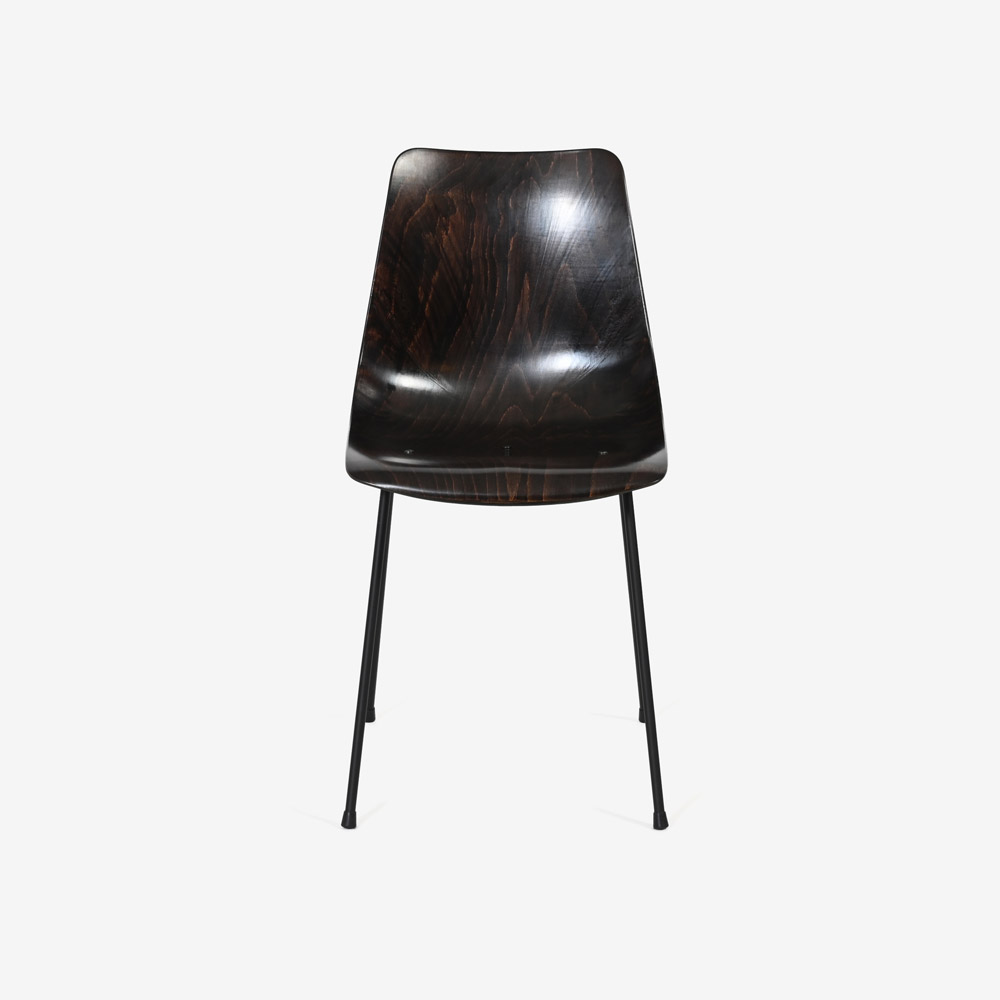 ligne roset（リーン・ロゼ）ダイニングチェア「ロゼシーエム131」ダークブラウン色 脚スチール