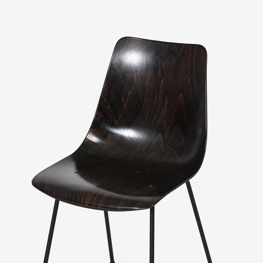 ligne roset（リーン・ロゼ）ダイニングチェア「ロゼシーエム131」ダークブラウン色 脚スチール