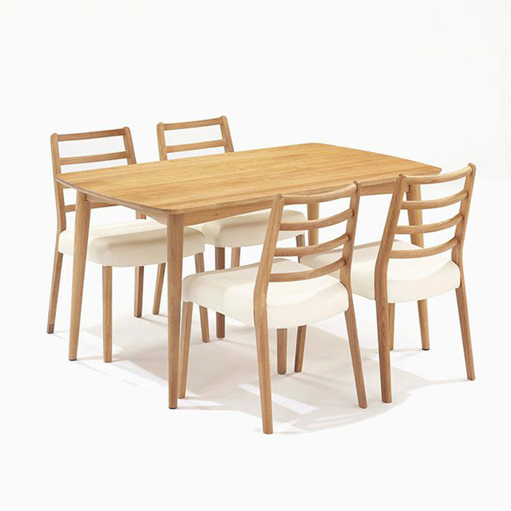 ダイニングセット「シネマ3」オーク材ホワイトオーク色　テーブル3サイズ 座面PVC2色