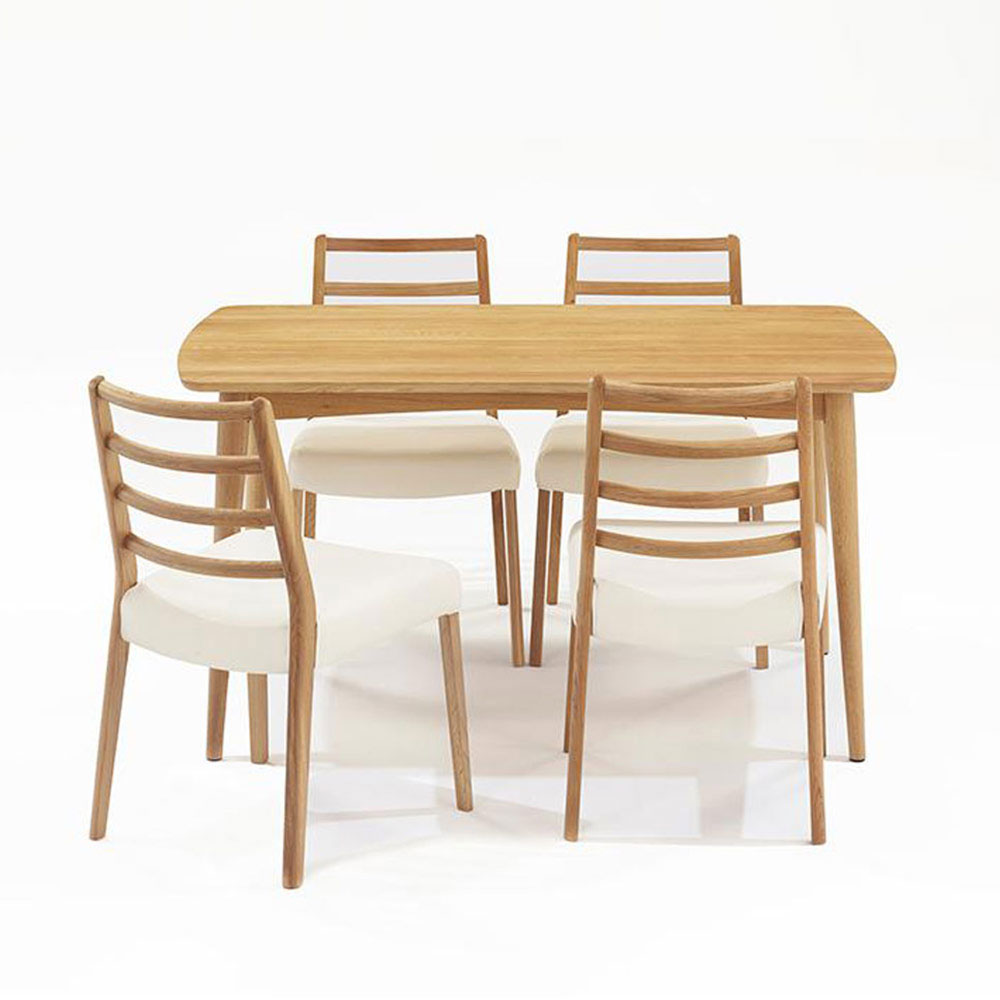 ダイニングセット「シネマ3」オーク材ホワイトオーク色　テーブル3サイズ 座面PVC2色