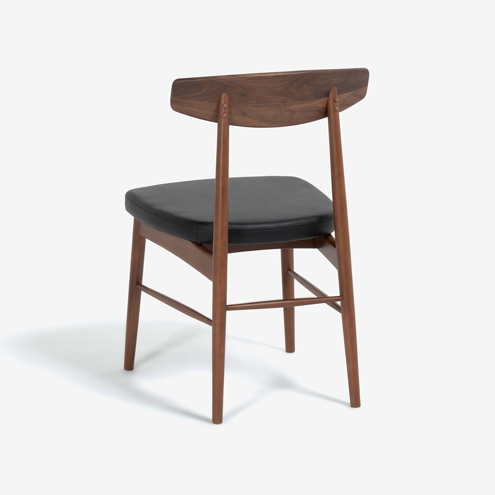 ダイニングセット「ユノ3」ウォールナット材 座面PVCブラック/布カバー全9色 テーブル全3サイズ