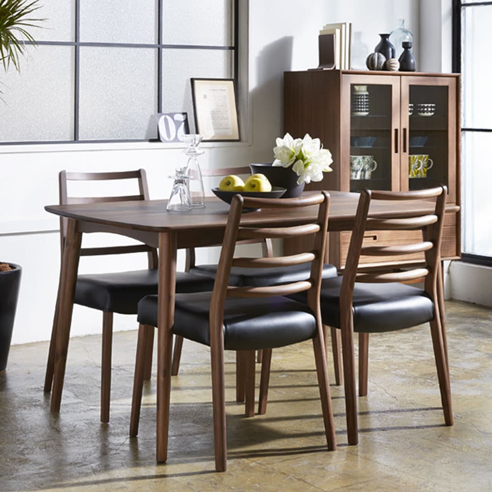 ダイニングセット「シネマ2」ウォールナット材 テーブル3サイズ 座面PVC2色