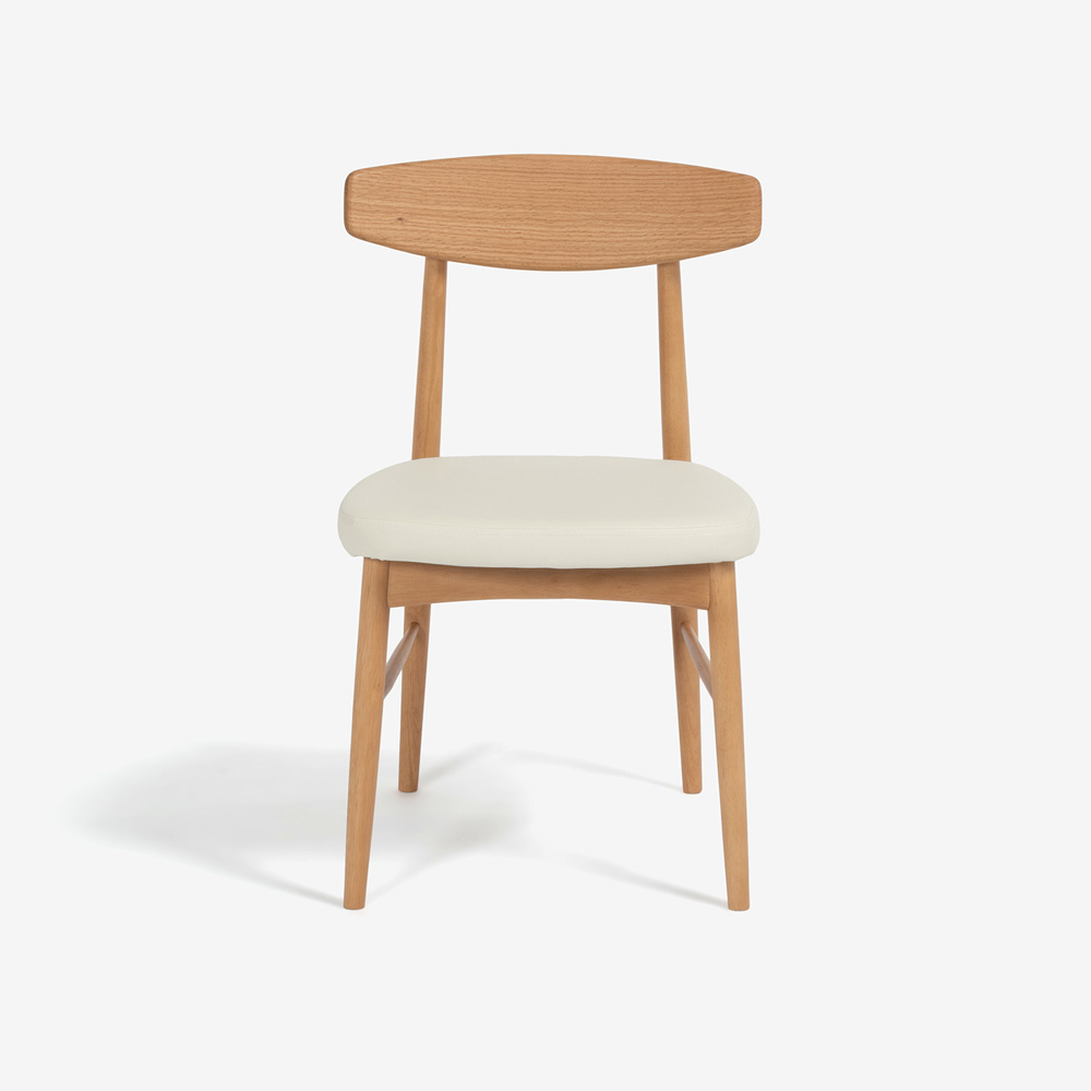 ダイニングセット「ユノ3」レッドオーク材ホワイトオーク色 座面PVCアイボリー 座面布カバー全9色 テーブル全3サイズ