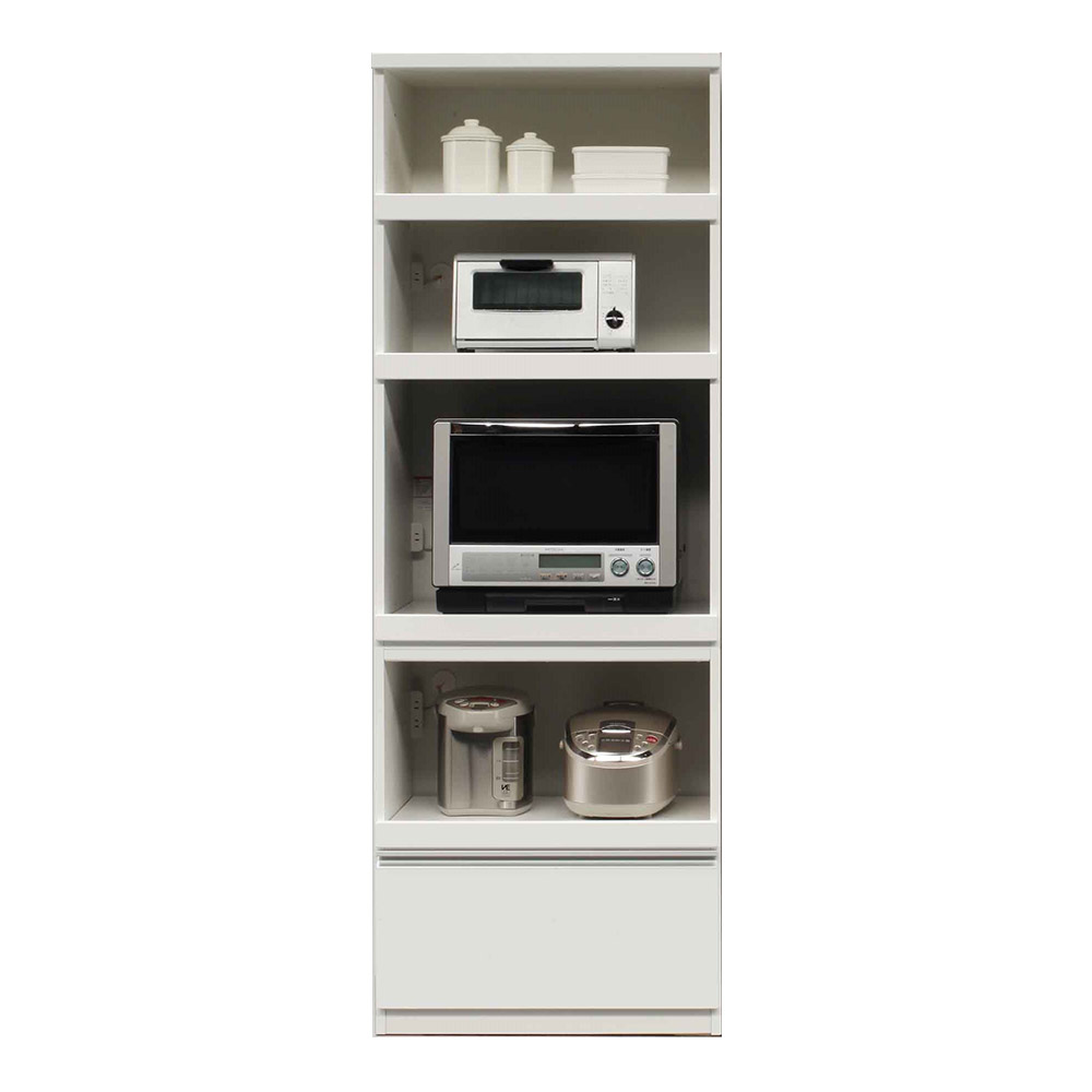 レンジボード「バニラ 70」幅70cm 奥行46cm 高さ198cm ホワイト色【オンラインショップ限定品】