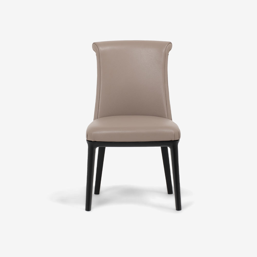 PoltronaFrau（ポルトローナ・フラウ）ダイニングチェア「ディーバ」革ベージュ色 木部ダークブラウン色