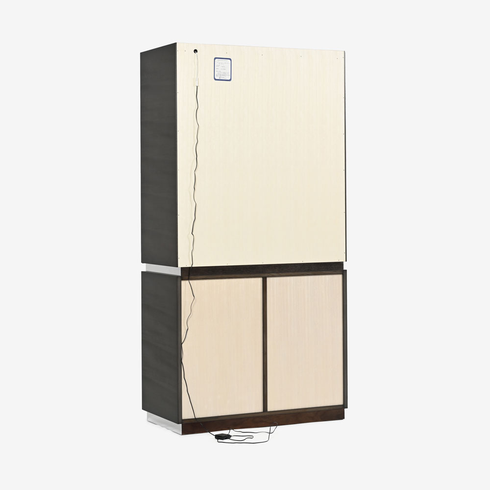 リビングボード「デコレ2」幅90cm バスウッド材シルバーブラック色 艶消し【受注生産品】