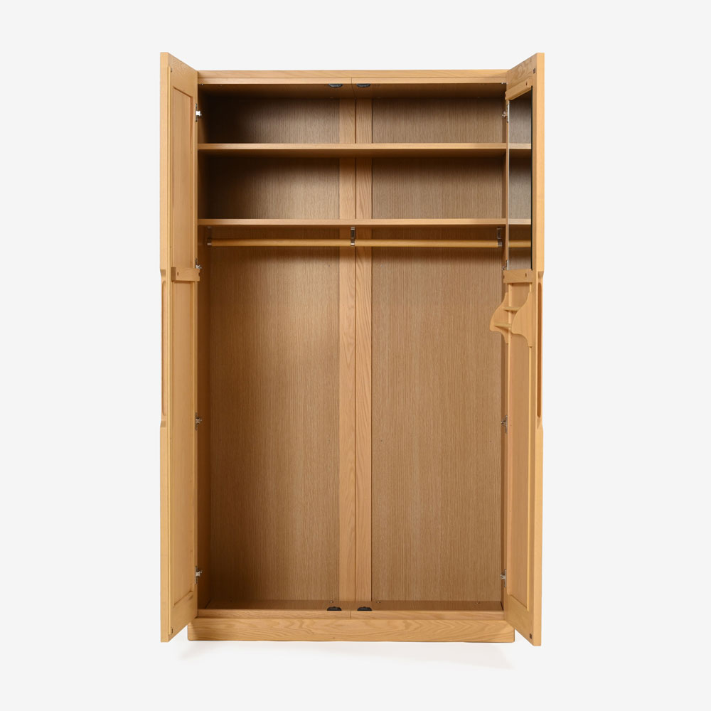 ワードローブ「シナモン 1050」幅104.8cm レッドオーク材 ホワイトオーク色