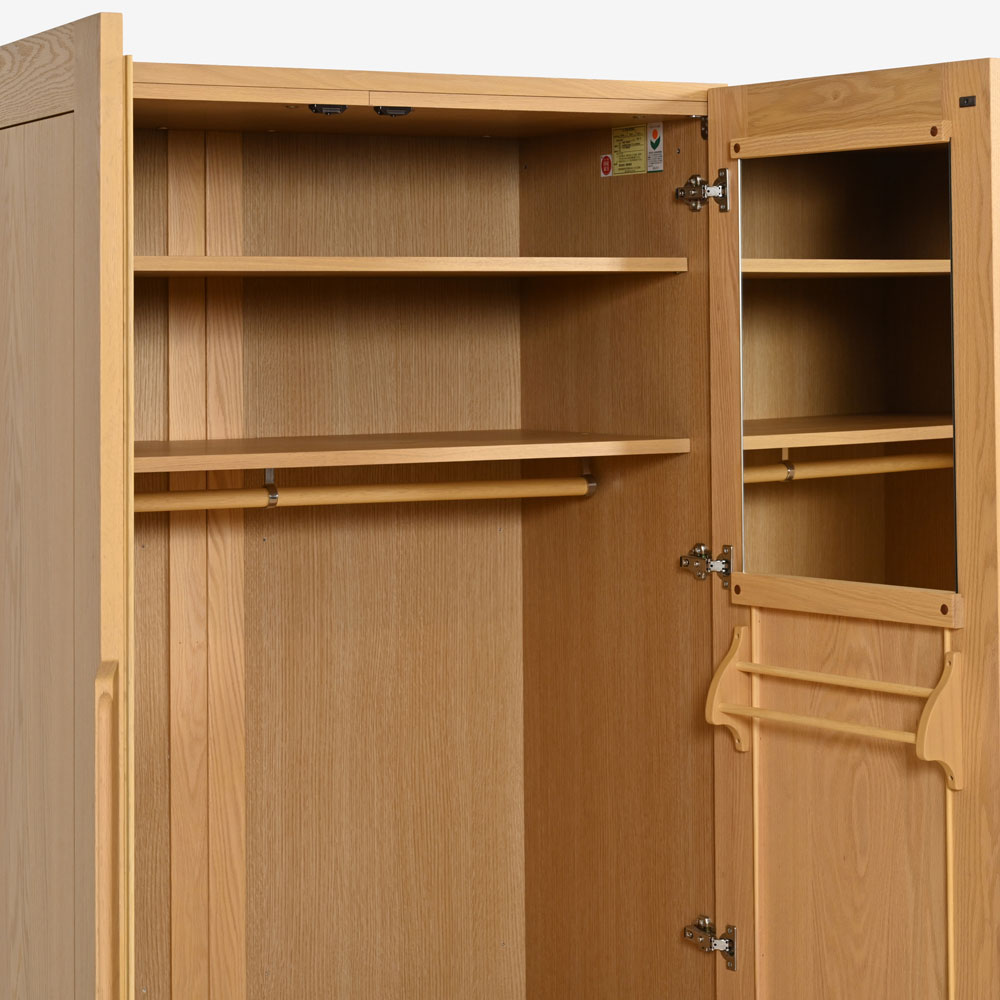 ワードローブ「シナモン 1050」幅104.8cm レッドオーク材 ホワイトオーク色