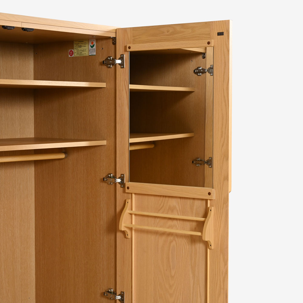 ワードローブ「シナモン 1050」幅104.8cm レッドオーク材 ホワイトオーク色