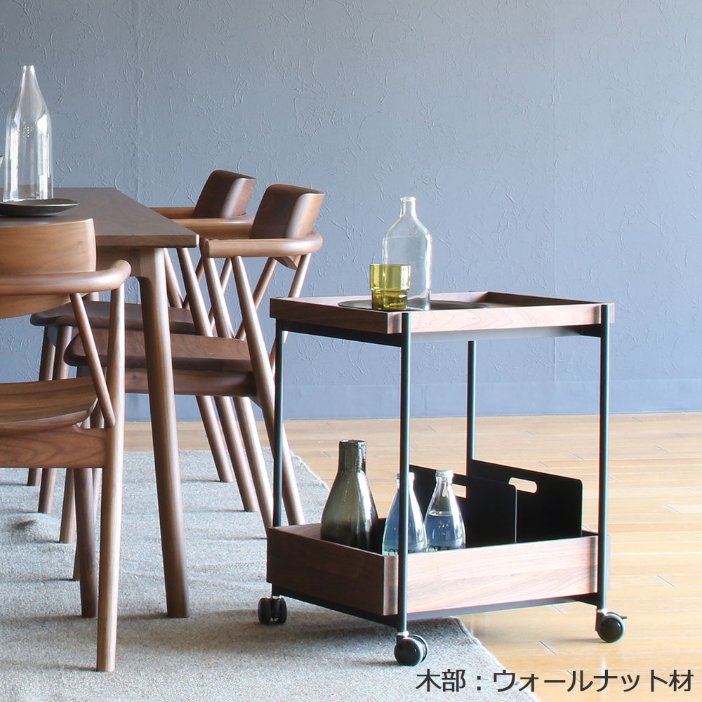 マルケイ木工 ワゴン「M-CRAFT dual デュアル」木部全3色 スチール脚：ブラック【受注生産品】
