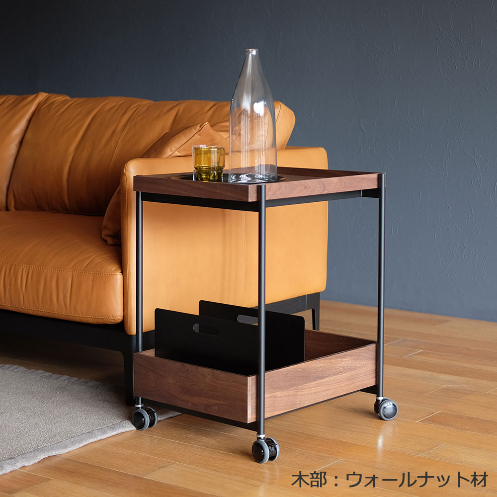 マルケイ木工 ワゴン「M-CRAFT dual デュアル」木部全3色 スチール脚：ブラック【受注生産品】