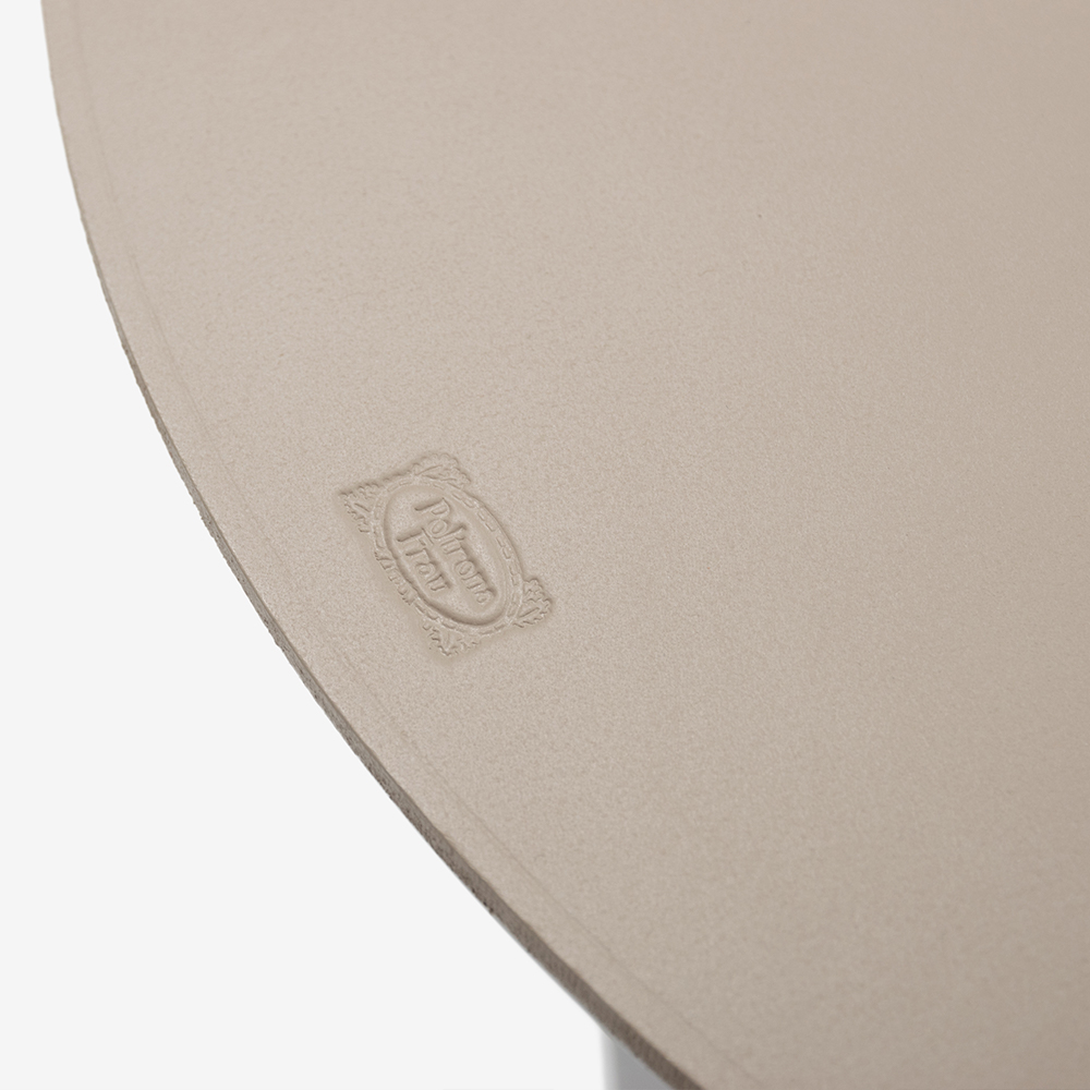 PoltronaFrau（ポルトローナ・フラウ）サイドテーブル「Ilary イラリー H55」丸53cm 天板 革ライトグレー