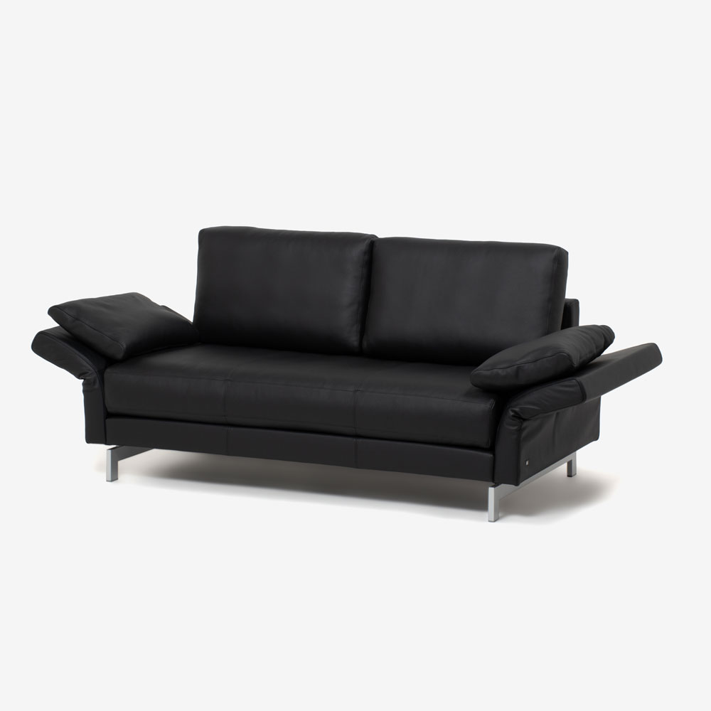 ROLF BENZ（ロルフベンツ）ラブソファ「VIDA」革 ブラック色【お手入れキットの特典付き】