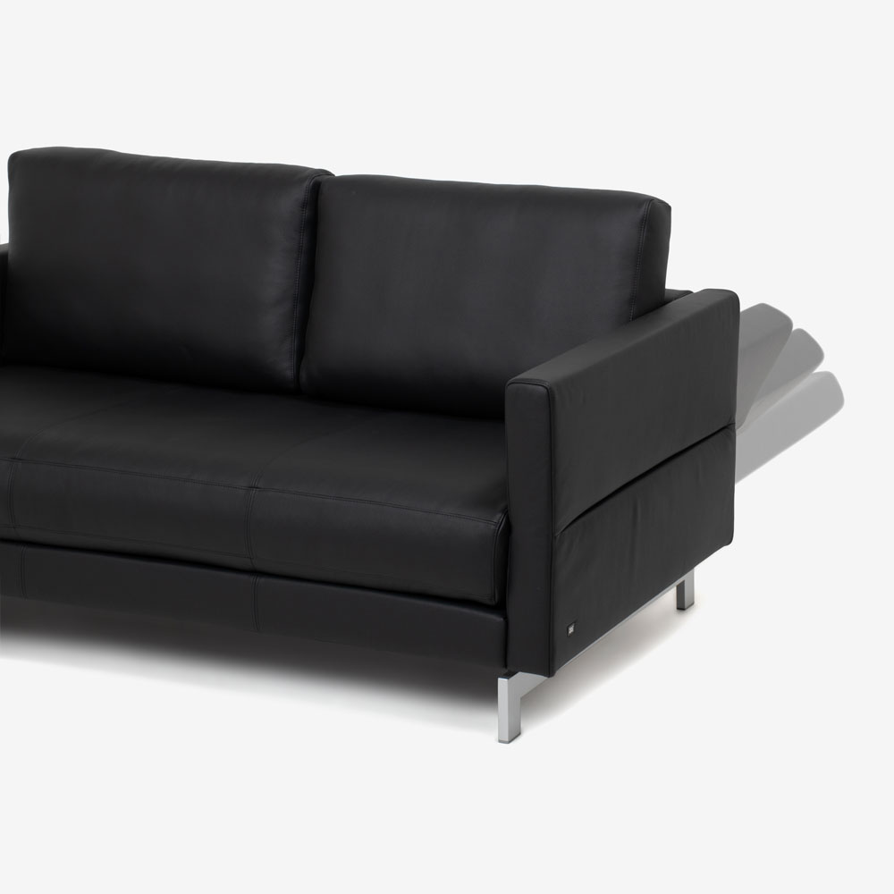 ROLF BENZ（ロルフベンツ）ラブソファ「VIDA」革 ブラック色【お手入れキットの特典付き】