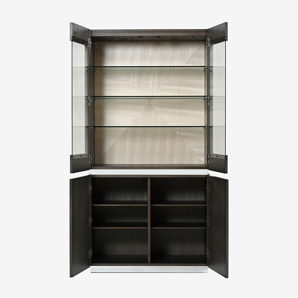 リビングボード「デコレ2」幅90cm バスウッド材シルバーブラック色 艶消し【受注生産品】