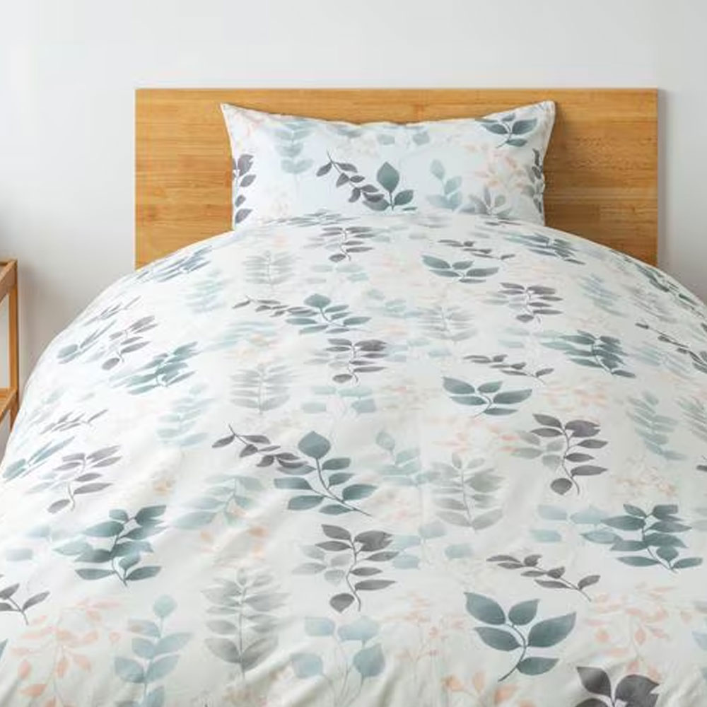 掛け布団カバー「レイヤーリーフ」グリーン色 全2サイズ