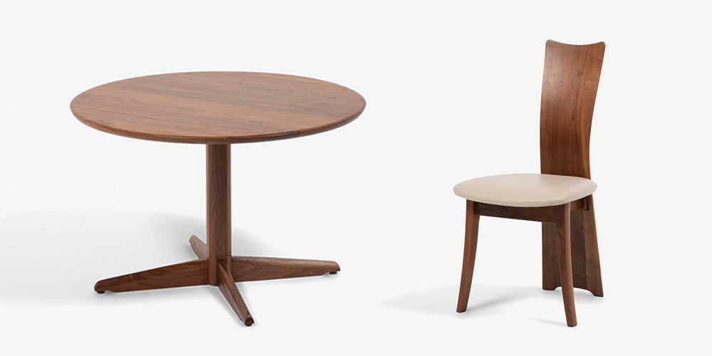 ダイニングテーブル「フォルム」円形 ウォールナット材 