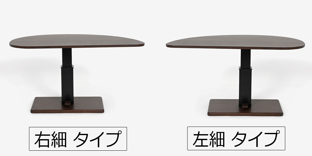 天板タイプ「右細タイプ」「左細タイプ」
