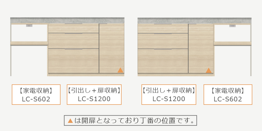 扉収納の位置が選べる